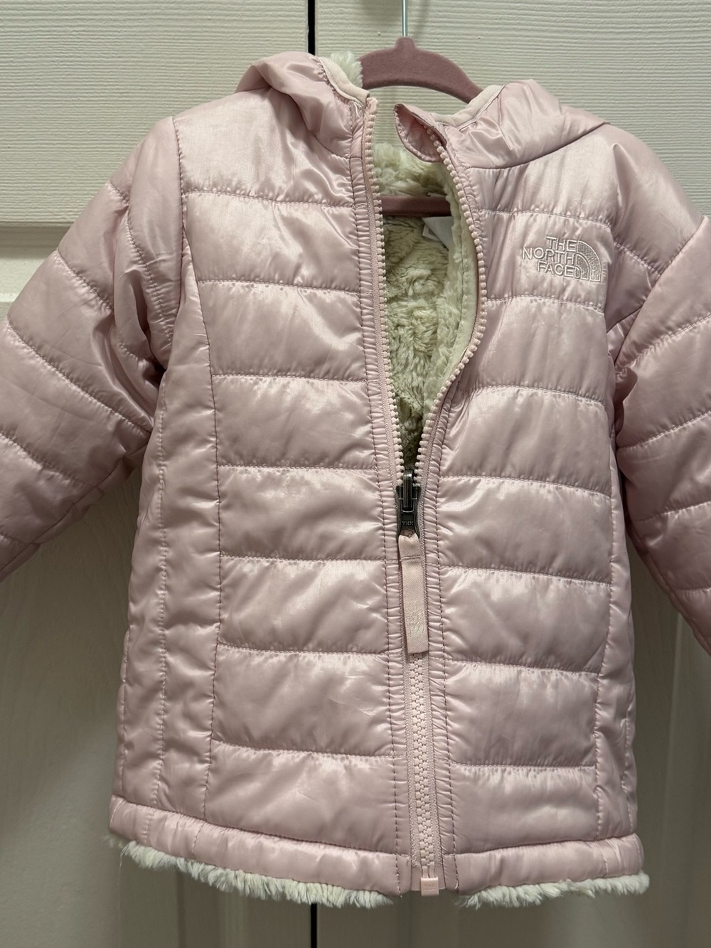 The North Face Light Pink Hooded Puffer Jacket